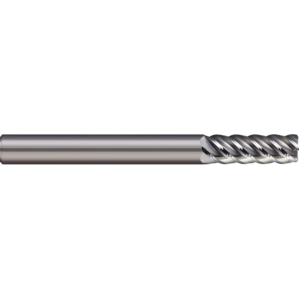 Corner Radius End Mill: 5/8″ Dia, 1-1/4″ LOC, 0.09″ Radius, 5 Flutes, Solid Carbide 3-1/2″ OAL, 5/8″ Shank Dia, 45 ° Helix, Bright/Uncoated, Corner Radius End