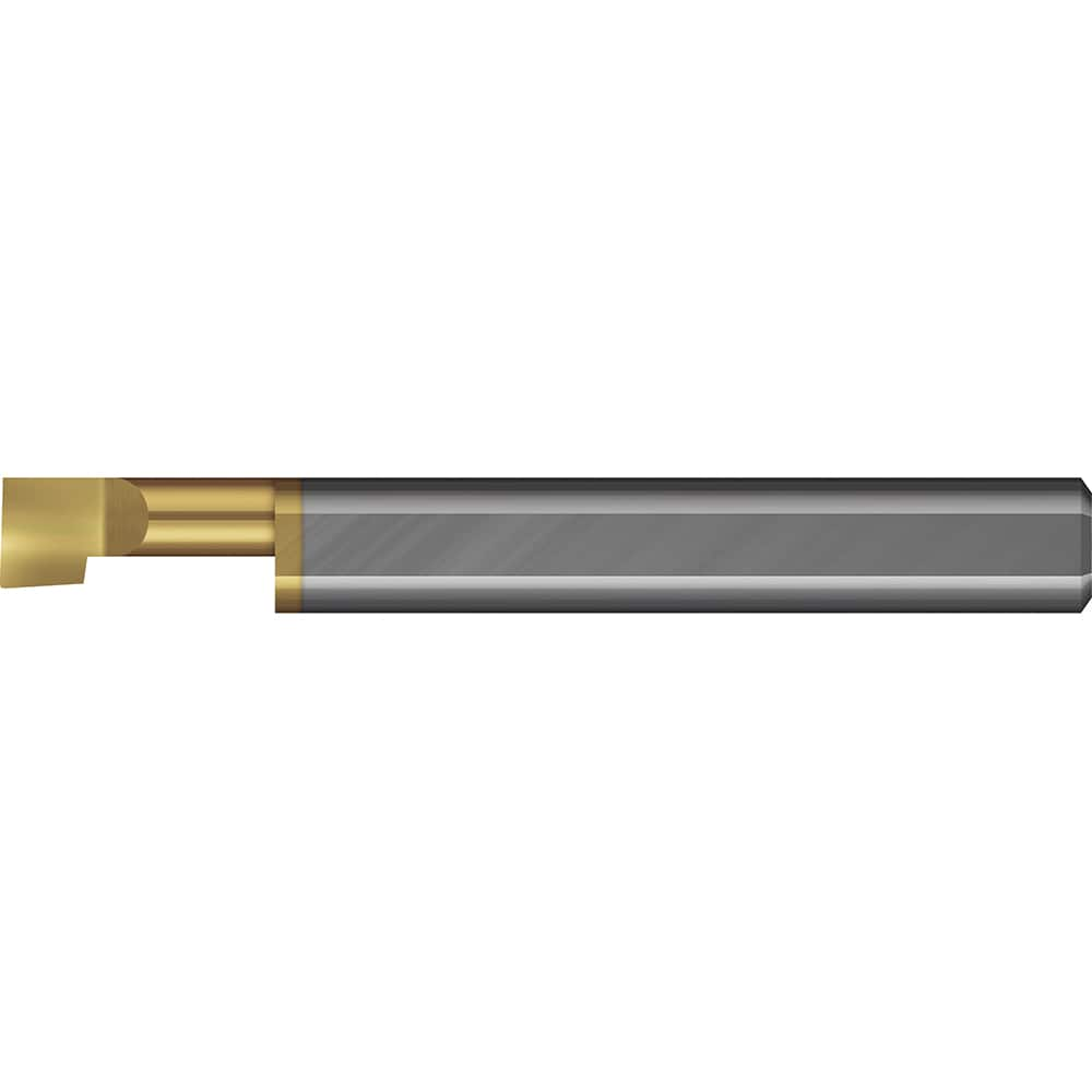 Boring Bar: 0.06″ Min Bore, 0.4″ Max Depth, Right Hand Cut, Solid Carbide 1/8″ Shank Dia, 1-1/2″ OAL, 0.003″ Corner Radius