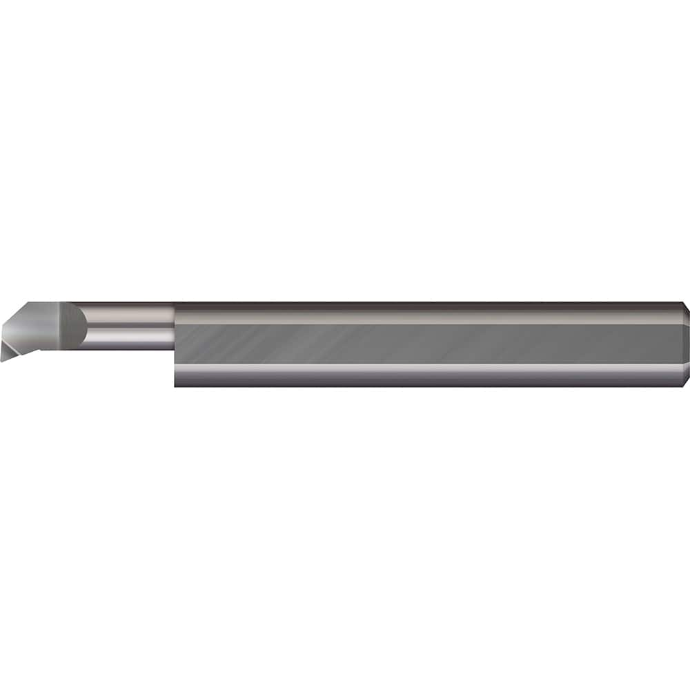 Boring Bar: 0.1″ Min Bore, 0.4″ Max Depth, Right Hand Cut, Solid Carbide 1/8″ Shank Dia, 1-1/2″ OAL, 0.002″ Corner Radius