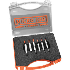 Micro 100 - Boring Bar Sets; Shank Diameter (Inch): 1/4 ; Minimum Bore Diameter - Smallest Bar (Inch): .180 ; Minimum Bore Diameter - Largest Bar (Inch): 0.2000 ; Maximum Bore Depth - Smallest Bar (Inch): 1/2 ; Maximum Bore Depth - Exact Industrial Supply