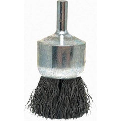 Brush Research Mfg. - 1" Brush Diam, Crimped, End Brush - 1/4" Diam Steel Shank, 20,000 Max RPM - Makers Industrial Supply