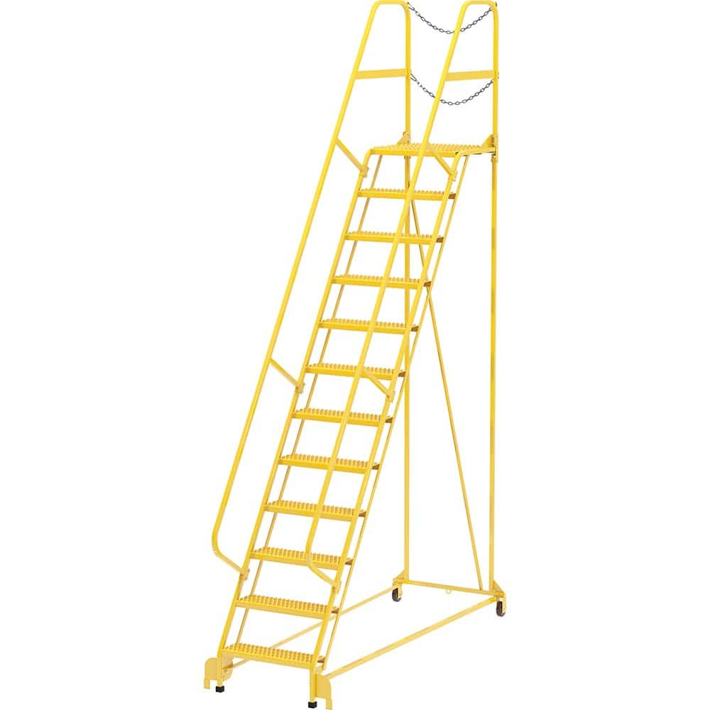 Vestil - Rolling & Wall Mounted Ladders & Platforms; Type: Maintenance Ladder ; Style: Portable Maintenance Ladder ; Number of Steps / Rungs: 12 ; Height (Inch): 156 ; Load Capacity (Lb.): 350.000 ; Base Width (Inch): 32 - Exact Industrial Supply