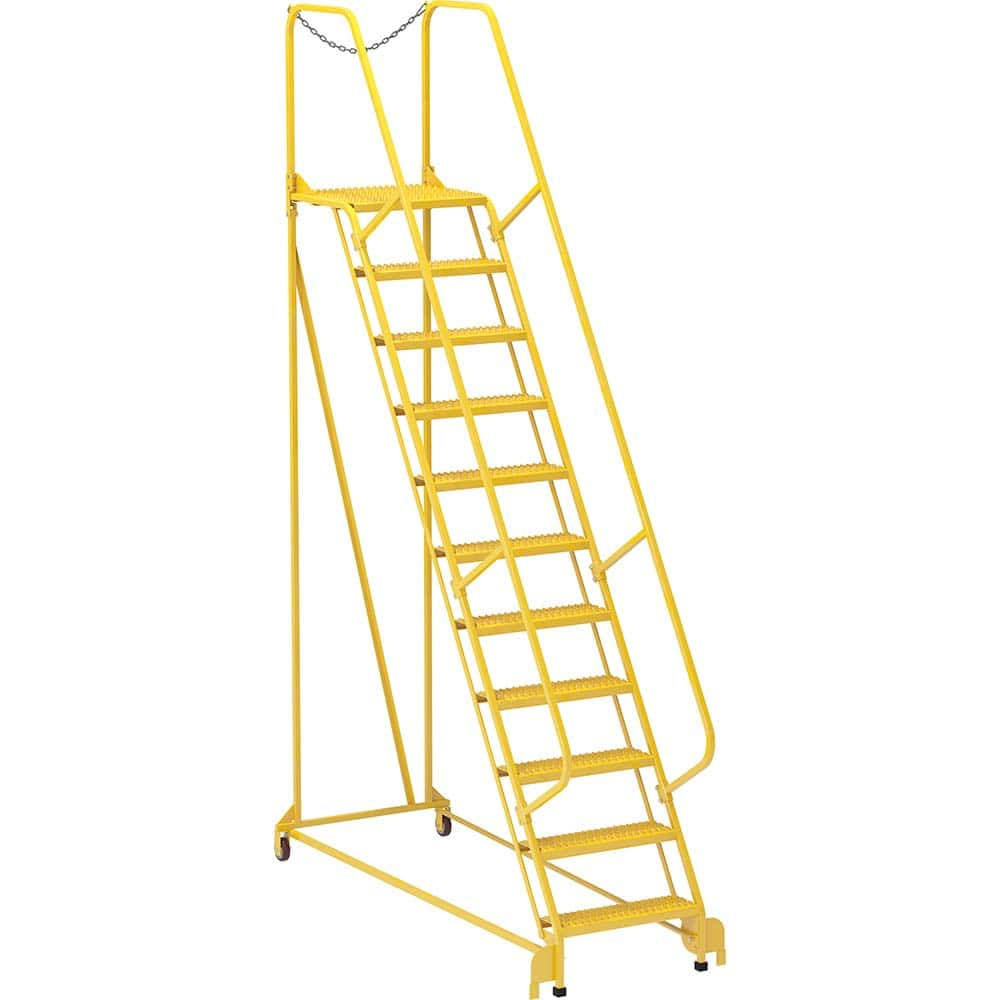 Vestil - Rolling & Wall Mounted Ladders & Platforms; Type: Maintenance Ladder ; Style: Portable Maintenance Ladder ; Number of Steps / Rungs: 11 ; Height (Inch): 140 ; Load Capacity (Lb.): 350.000 ; Base Width (Inch): 32 - Exact Industrial Supply