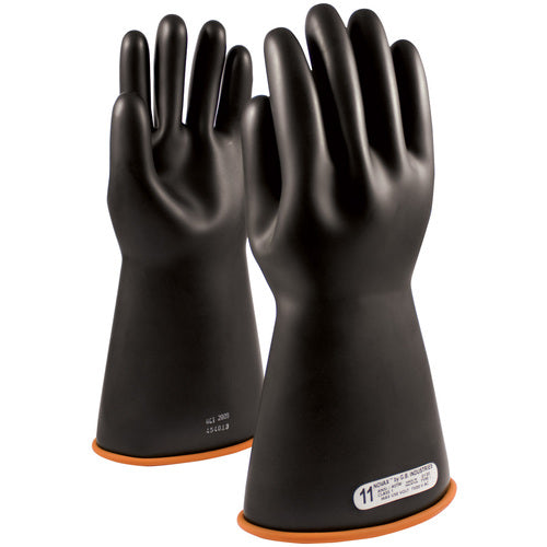 ‎155-1-14/7 - Novax - Natural Rubber Insulating Glove - Class 1 - 14″ - Black/Orange - Straight Cuff - Exact Industrial Supply