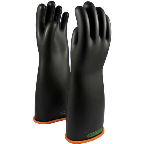 ‎155-3-18/11 - Novax - Natural Rubber Insulating Glove - Class 3 - 18″ - Black/Orange - Straight Cuff - Exact Industrial Supply