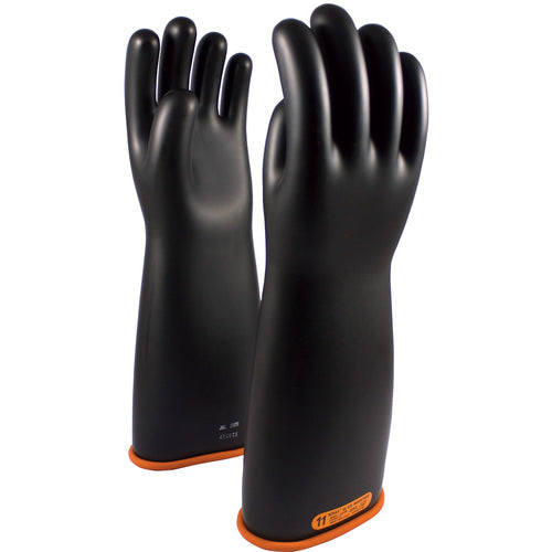 ‎155-4-18/9 - Novax - Natural Rubber Insulating Glove - Class 4 - 18″ - Black/Orange - Straight Cuff - Exact Industrial Supply