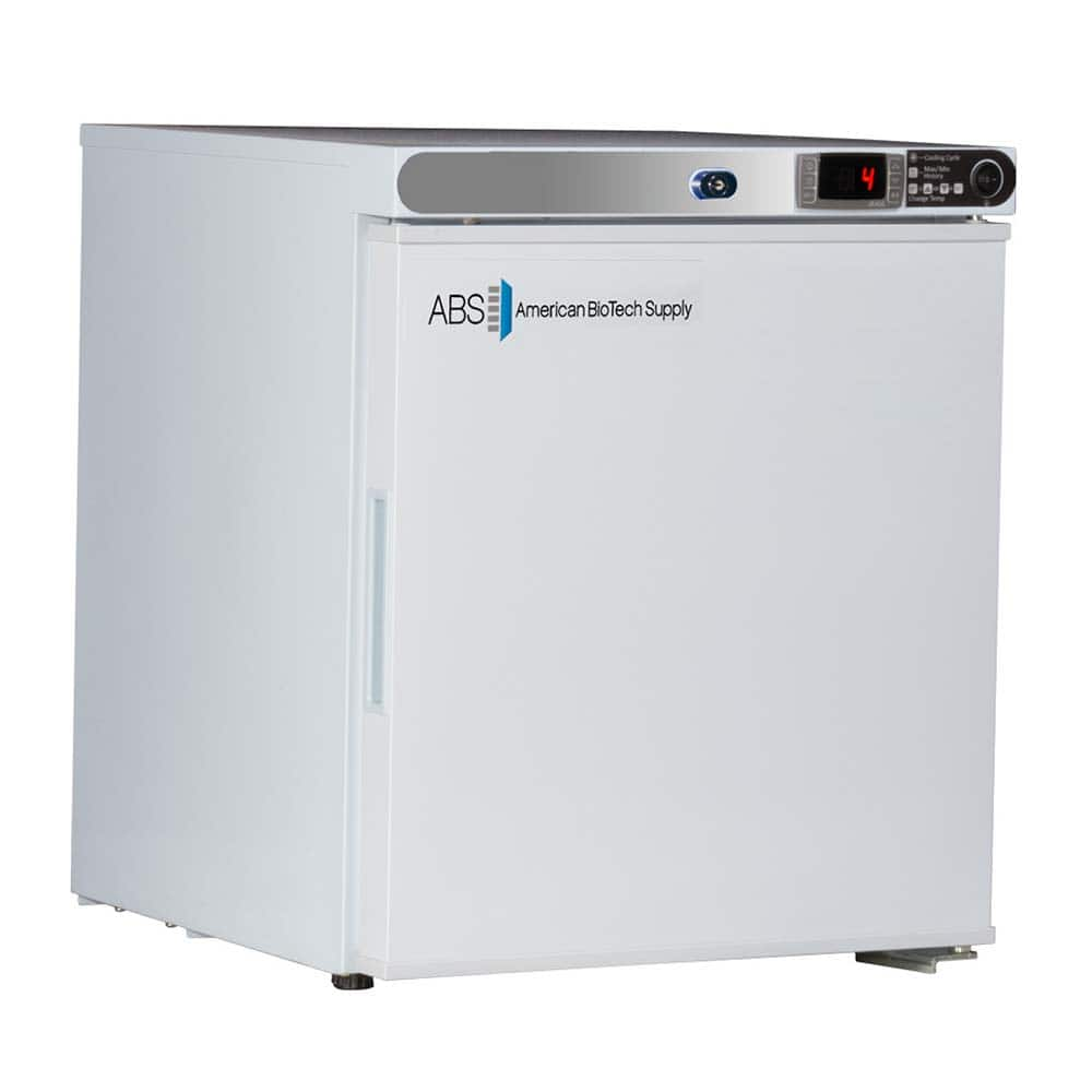 American BioTech Supply - Laboratory Refrigerators and Freezers; Type: Countertop Freestanding Refrigerator ; Volume Capacity: 1 Cu. Ft. ; Minimum Temperature (C): 1.00 ; Maximum Temperature (C): 10.00 ; Width (Inch): 17-1/4 ; Depth (Inch): 19-1/4 - Exact Industrial Supply