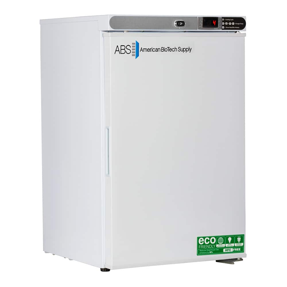 American BioTech Supply - Laboratory Refrigerators and Freezers; Type: Undercounter Freestanding Refrigerator ; Volume Capacity: 2.5 Cu. Ft. ; Minimum Temperature (C): 1.00 ; Maximum Temperature (C): 10.00 ; Width (Inch): 17-3/4 ; Depth (Inch): 19-1/2 - Exact Industrial Supply