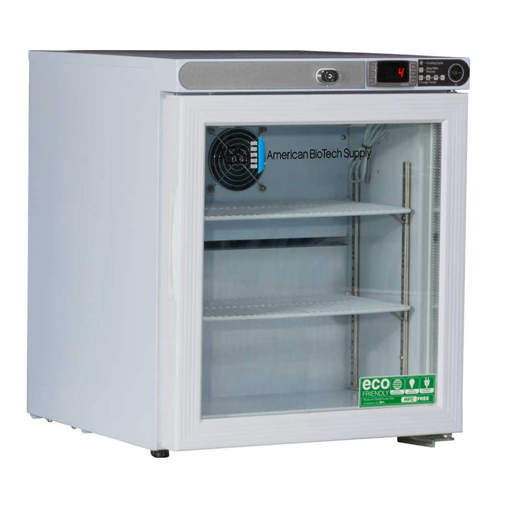 American BioTech Supply - Laboratory Refrigerators and Freezers; Type: Countertop Freestanding Refrigerator ; Volume Capacity: 1 Cu. Ft. ; Minimum Temperature (C): 1.00 ; Maximum Temperature (C): 10.00 ; Width (Inch): 17-1/4 ; Depth (Inch): 19-1/4 - Exact Industrial Supply