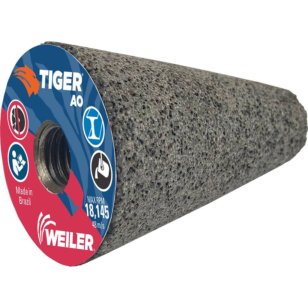 Weiler - Cones & Plugs; Head Thickness (Inch): 3.00 ; Abrasive Material: Aluminum Oxide ; Grit: 24 ; Grade: Coarse ; Wheel Type Number Code: 17 ; Arbor Hole Thread Size: 5/8-11 - Exact Industrial Supply