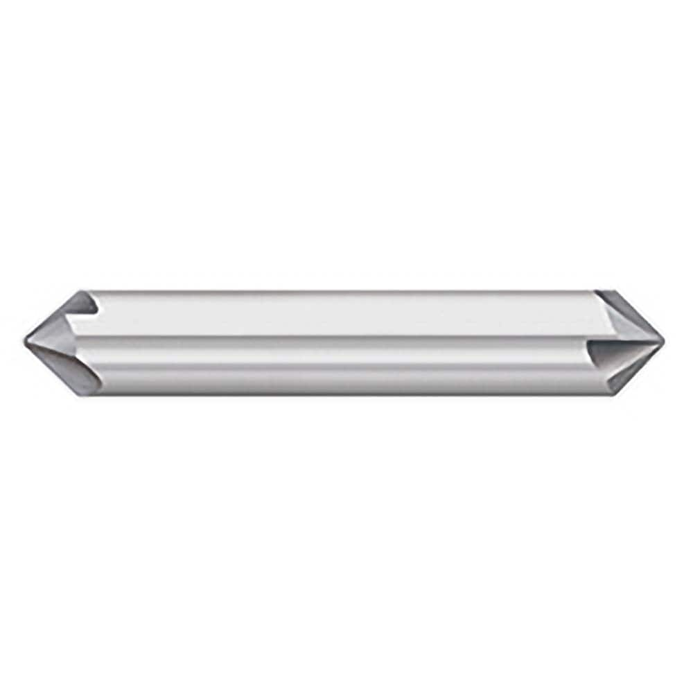 Titan USA - Chamfer Mills; Cutter Head Diameter (Inch): 3/8 ; Included Angle B: 60 ; Included Angle A: 60 ; Chamfer Mill Material: Solid Carbide ; Chamfer Mill Finish/Coating: Uncoated ; Overall Length (Inch): 2-1/2 - Exact Industrial Supply