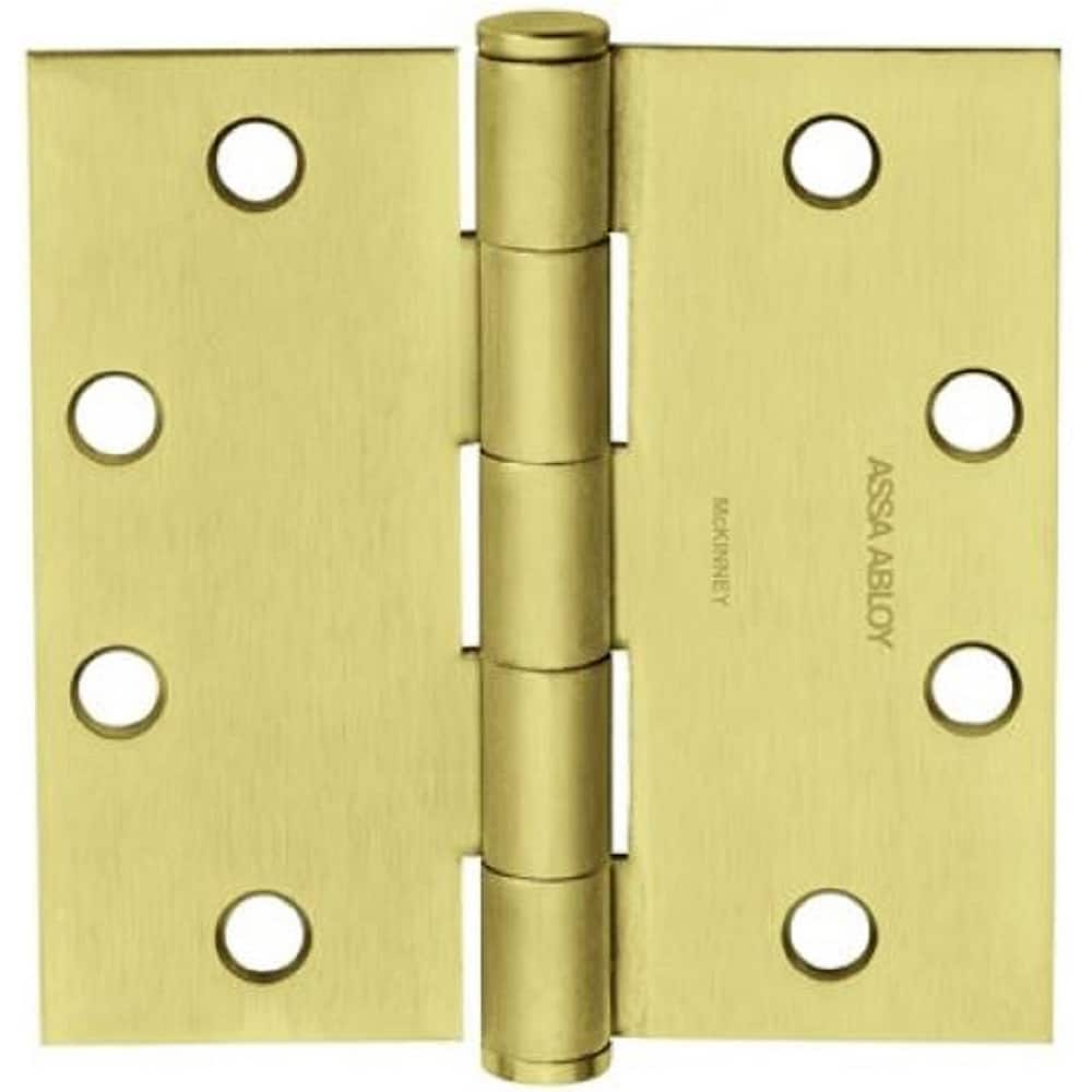 Yale - Commercial Hinges; Length (Inch): 4-1/2 ; Thickness (Decimal Inch): 0.1340 ; Minimum Thickness: 3.4036 (mm); Number of Knuckles: 5.000 ; Stanley Finish Code: US10B ; Finish/Coating: US10B - Exact Industrial Supply