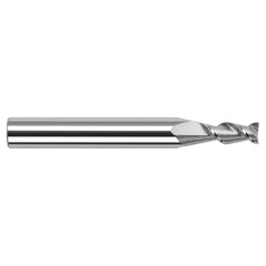 Square End Mill: 0.07'' Dia, 0.21'' LOC, 1/8'' Shank Dia, 1-1/2'' OAL, 2 Flutes, Solid Carbide Single End, Uncoated, 45 ° Helix, Centercutting, RH Cut, RH Flute