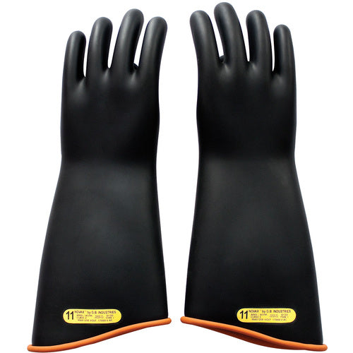 ‎158-2-18/10 - Novax - Natural Rubber Insulating Glove - Class 2 - 18″ - Black/Orange - Contour Cuff - Exact Industrial Supply