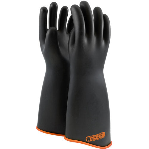 ‎158-4-18/12 - Novax - Natural Rubber Insulating Glove - Class 4 - 18″ - Black/Orange - Contour Cuff - Exact Industrial Supply