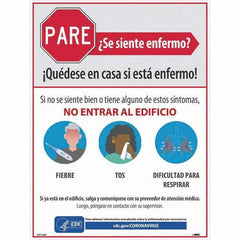 NMC - "PARE - Se Siente Enfermo", 18" Wide x 24" High, Paper Safety Sign - Makers Industrial Supply