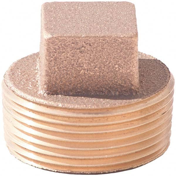 Brass Pipe Square Head Plug: 1-1/4″ Fitting, Threaded, MNPT, Class 125, Lead Free