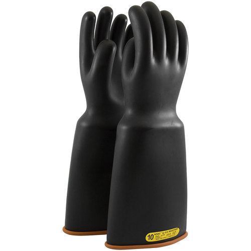 ‎159-2-18/8 - Novax - Natural Rubber Insulating Glove - Class 2 - 18″ - Black/Orange - Bell Cuff - Exact Industrial Supply