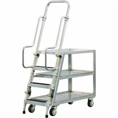 New Age Industrial - 69-1/2" High 800 Lb Capacity 3 Step Stock-Picking Ladder - Makers Industrial Supply