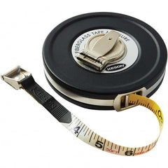 Tape Measure: 50' Long, 1/2″ Width, White Blade 1/8″ Graduation, F31 & F43 Graduation, Black Case