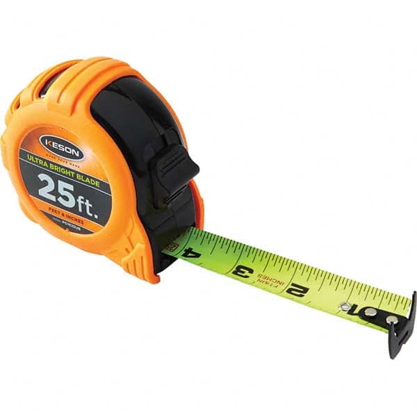 Keson - 25' x 1" Hi-Vis Yellow/White Blade Tape Measure - Makers Industrial Supply