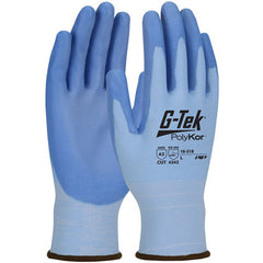 ‎16-318/M Seamless Knit Glove - G-Tek PolyKor - Blue 18G Seamless Knit - Blue PU Smooth Grip - A2 - Exact Industrial Supply