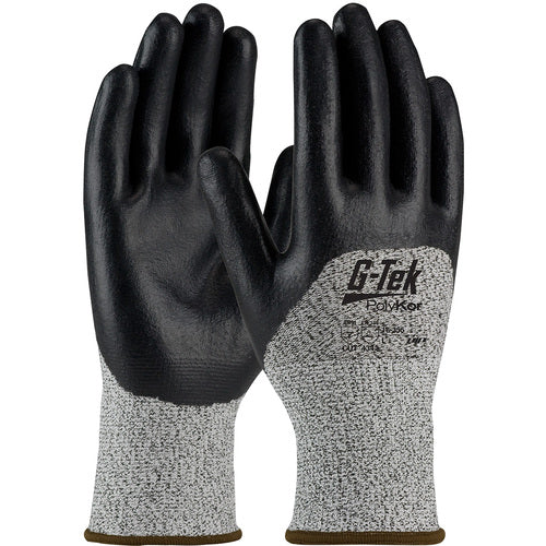 ‎16-355/XXL Coated Gloves w/Polykor - G-Tek PolyKor - S&P 13G Blend Shell - Black Nitrile Coated Foam Grip - A2 - Exact Industrial Supply