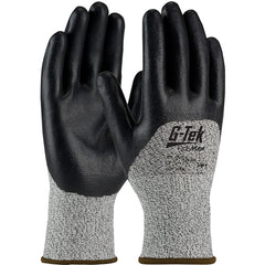 ‎16-355/XL Coated Gloves w/Polykor - G-Tek PolyKor - S&P 13G Blend Shell - Black Nitrile Coated Foam Grip - A2 - Exact Industrial Supply