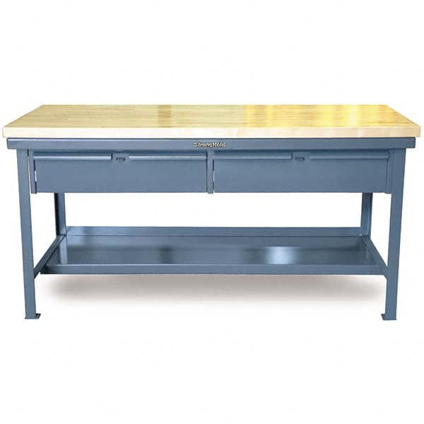 Stationary Work Table with Drawer: Gray 4,800 lb Capacity, 1 Shelf