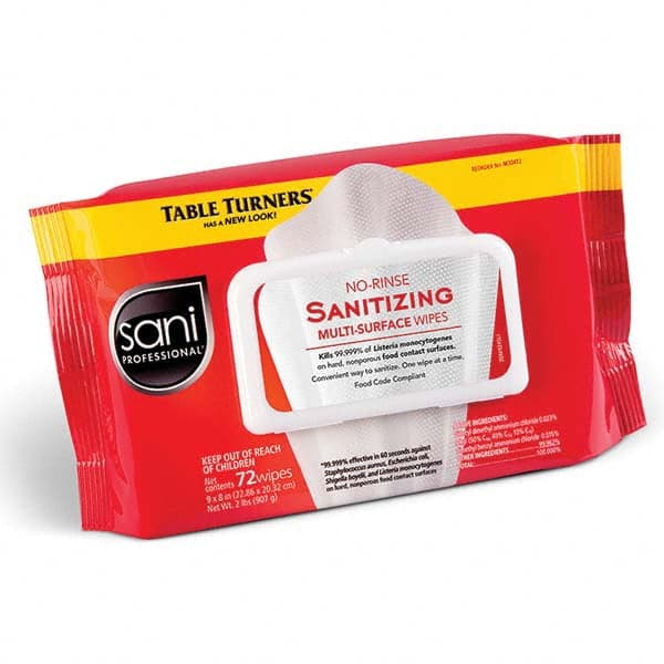 Sanitizing Wipes: Packet, 9 x 8″ Sheet, White