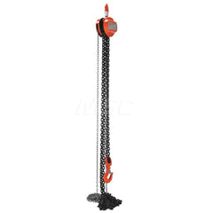 Manual Hand Chain Hoist: 10,000 lb Working Load Limit, 20' Max Lift 90 lb Pull to Lift Load