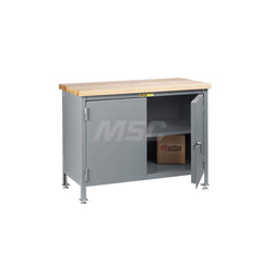 Stationary Workstations; Load Capacity: 2000; Color: Gray; Overall Depth: 24 in; Width (Inch): 36; Overall Height: 40 in; Foot Type: Leveling; Locking Mechanism: Keyed; Top Material: Butcher Block; Body Material: Steel; Finish: Powder Coated; Depth (Inch)