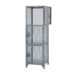 1-Wide Locker: 25″ Wide, 27″ Deep, 78″ High, Padlock Gray Powder Coated, Steel, Assembled