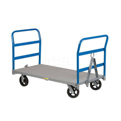 Caster Steer Trailer Truck: 2,000 lb Capacity, Solid, Steel Platform, 30″ Platform Width, 60″ Platform Length, 11″ Platform Height (2) Rigid & (2) Swivel, Mold-On Rubber Casters, 2 Tubular Handle