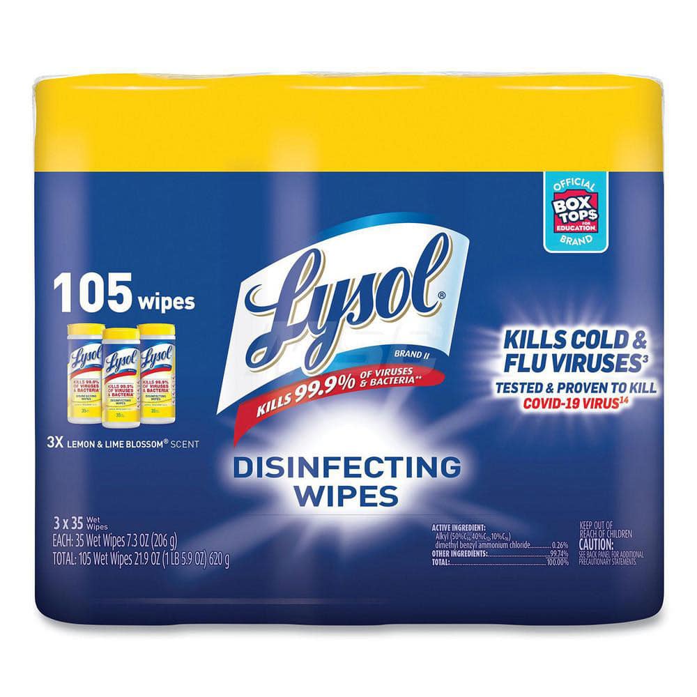 Disinfecting Wipes: Canister, 7.25 x 7″ Sheet, White