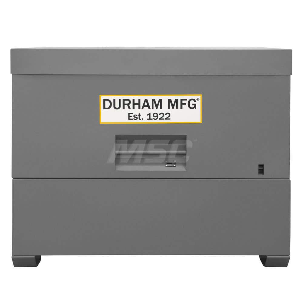 Job Site Tool Box: Piano, 61″ OAW, 34-3/4″ OAD, 49-3/8″ OAH Padlock, Steel, Gray