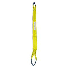 Eye & Eye Sling: 4″ Wide, 16' Long, 11,500 lb Vertical, 9,200 lb Choker, 23,000 lb Basket, Polyester Flat Eye, Yellow