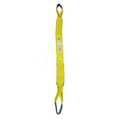 Eye & Eye Sling: 4″ Wide, 8' Long, 6,400 lb Vertical, 5,120 lb Choker, 12,800 lb Basket, Polyester Flat Eye, Yellow