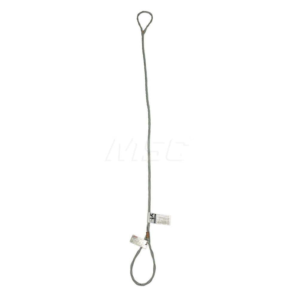 Eye & Eye Sling: 8' Long, 1.2 Ton Vertical Large Eye, Silver