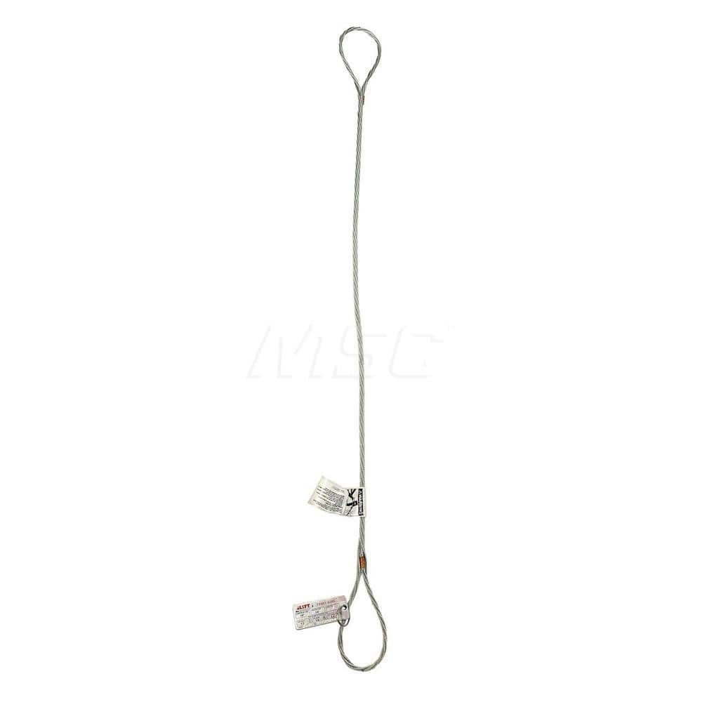 Eye & Eye Sling: 4' Long, 1.2 Ton Vertical Large Eye, Silver