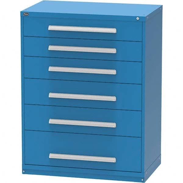 Vidmar - 6 Drawer, 45 Compartment Bright Blue Steel Modular Storage Cabinet - Makers Industrial Supply