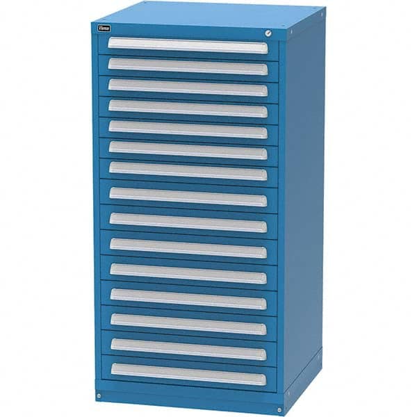 Vidmar - 15 Drawer Bright Blue Steel Modular Storage Cabinet - Makers Industrial Supply