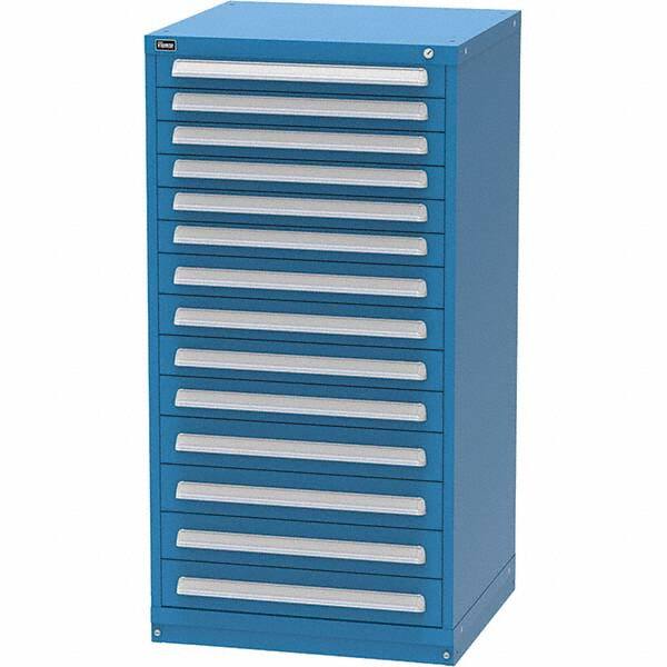 Vidmar - 14 Drawer Bright Blue Steel Modular Storage Cabinet - Makers Industrial Supply