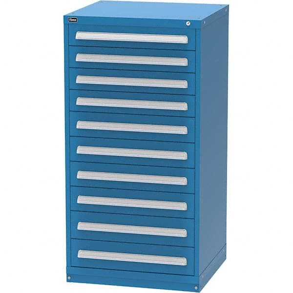 Vidmar - 10 Drawer, 124 Compartment Bright Blue Steel Modular Storage Cabinet - Makers Industrial Supply