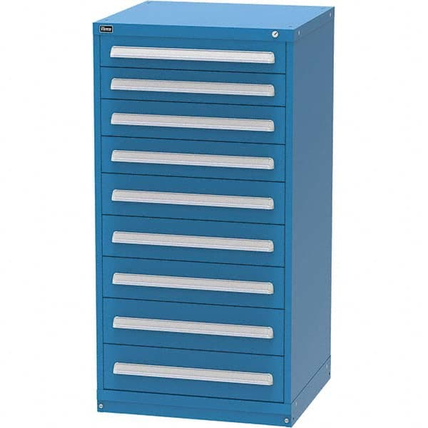 Vidmar - 9 Drawer, 344 Compartment Bright Blue Steel Modular Storage Cabinet - Makers Industrial Supply