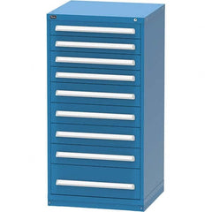 Vidmar - 9 Drawer Bright Blue Steel Modular Storage Cabinet - Makers Industrial Supply