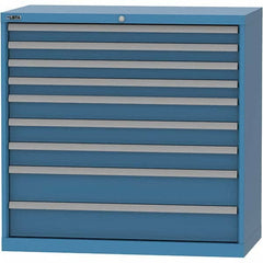 LISTA - 9 Drawer, 84 Compartment Bright Blue Steel Modular Storage Cabinet - Makers Industrial Supply