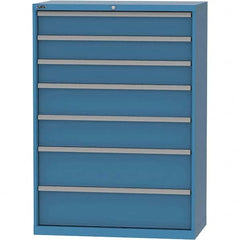 LISTA - 7 Drawer, 84 Compartment Bright Blue Steel Modular Storage Cabinet - Makers Industrial Supply