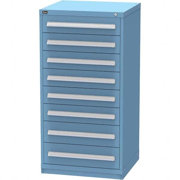 Vidmar - 8 Drawer Bright Blue Steel Modular Storage Cabinet - Makers Industrial Supply