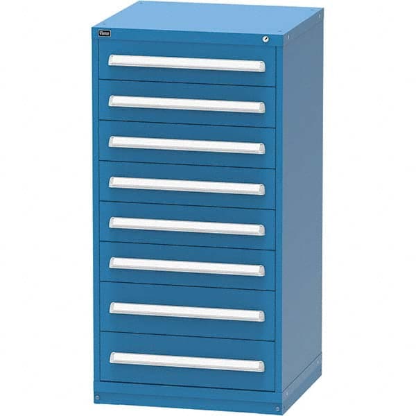 Vidmar - 8 Drawer, 124 Compartment Bright Blue Steel Modular Storage Cabinet - Makers Industrial Supply